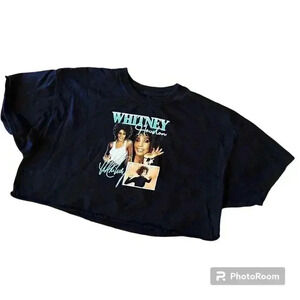 Whitney Houston Cropped Graphic Tee Album Covers Pop R&B Size XL in excellent co